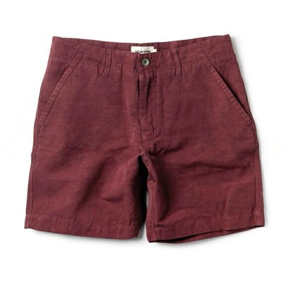 Taylor Stitch The Morse Short in Brick Red Slub Linen Blend Shorts Variety - Picture 4 of 14
